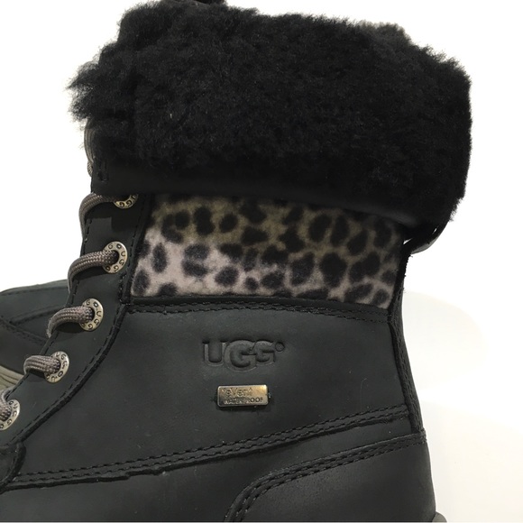 UGG ADIRONDACK II EXOTIC LEOPARD SNOW BOOTS -WATERPROOF BLACK LEATHER -US 6 -NEW - Picture 9 of 10